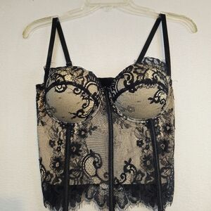 Kaylee Kollection Elegant Black Lace Bustier Size S